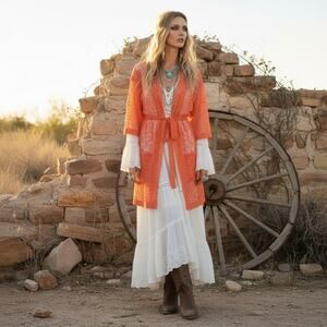 Vintage 1970s Alicia of California Sheer Lace Robe